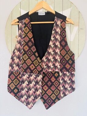 Vintage beaded vest adjustable boho aztec